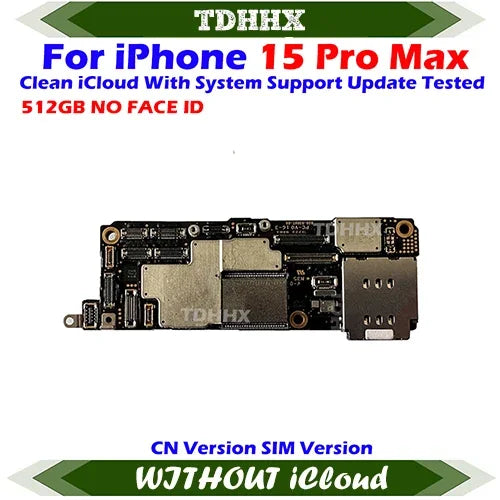 Update iOS System Logic Board For iPhone 15 Pro Max With Face Id Full Chips iCloud Off Dual Sim Motherboard Full Tested Chips