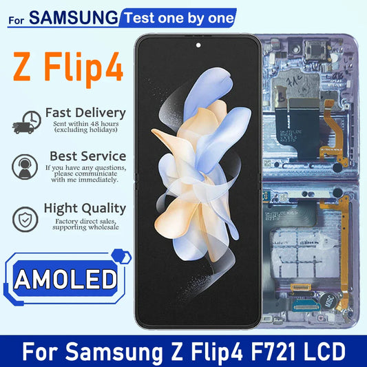 6.7" LCD For Samsung Z Flip 4 LCD Display Touch Screen With Frame For Samsung Z Flip4 SM-F721B F721N Replacement