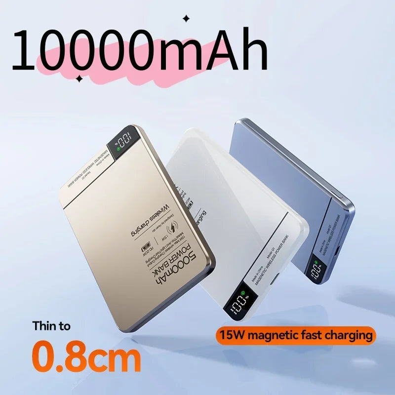 Ultra Thin 10000mAh Magnetic Wireless Charger Power Bank PD15W Portable Powerbank For iPhone Samsung Huawei Xiaomi for Magsafe