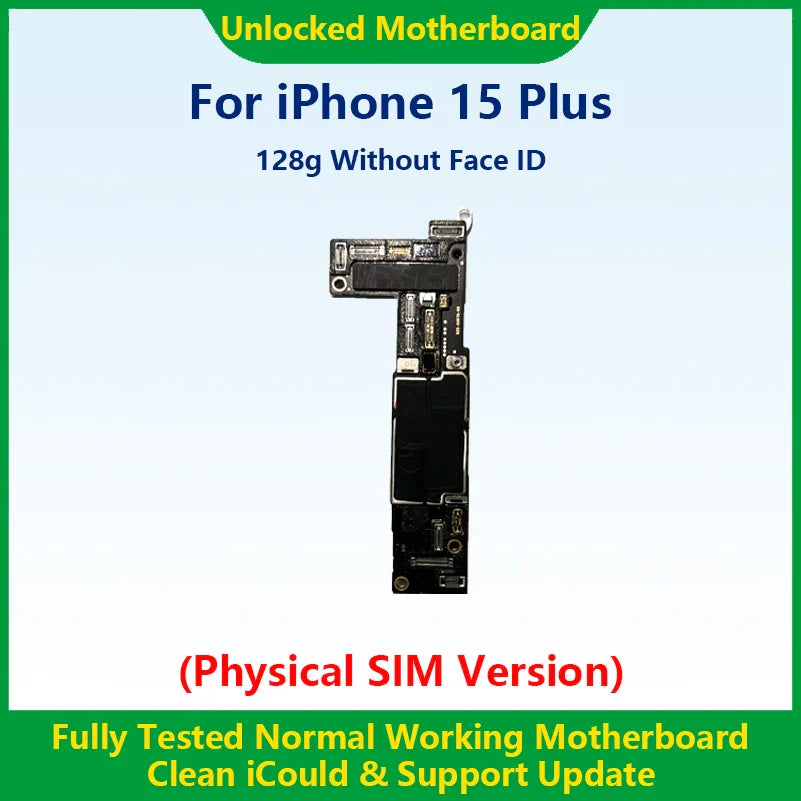 Fully Tested Authentic Mainboard For iPhone 15 Pro Max Motherboard With Face ID Unlocked And Cleaned iCloud Pysics SIM Version