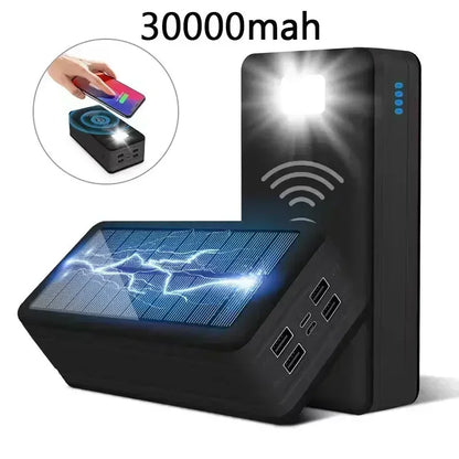 100000mAh Solar Power Bank Mobile Phone Wireless Charging Large Capacity External Battery Fast Charging For Travel And Camping