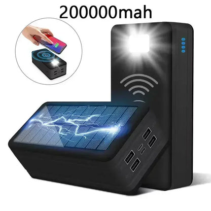 100000mAh Solar Power Bank Mobile Phone Wireless Charging Large Capacity External Battery Fast Charging For Travel And Camping