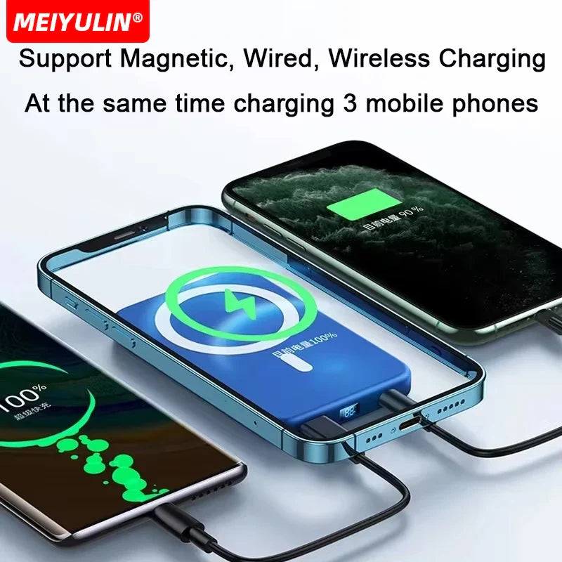 10000mAh Magnetic Power Bank Wireless Charger 15W Fast Charging Universal External Auxiliary Battery For IPhone 15 14 Pro Xiaomi